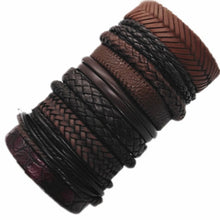 Load image into Gallery viewer, Black Leather Bracelet Set