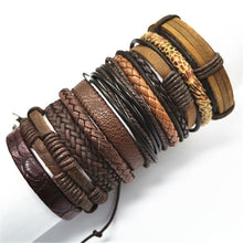 Load image into Gallery viewer, Black Leather Bracelet Set