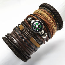 Load image into Gallery viewer, Black Leather Bracelet Set