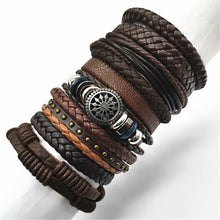 Load image into Gallery viewer, Black Leather Bracelet Set